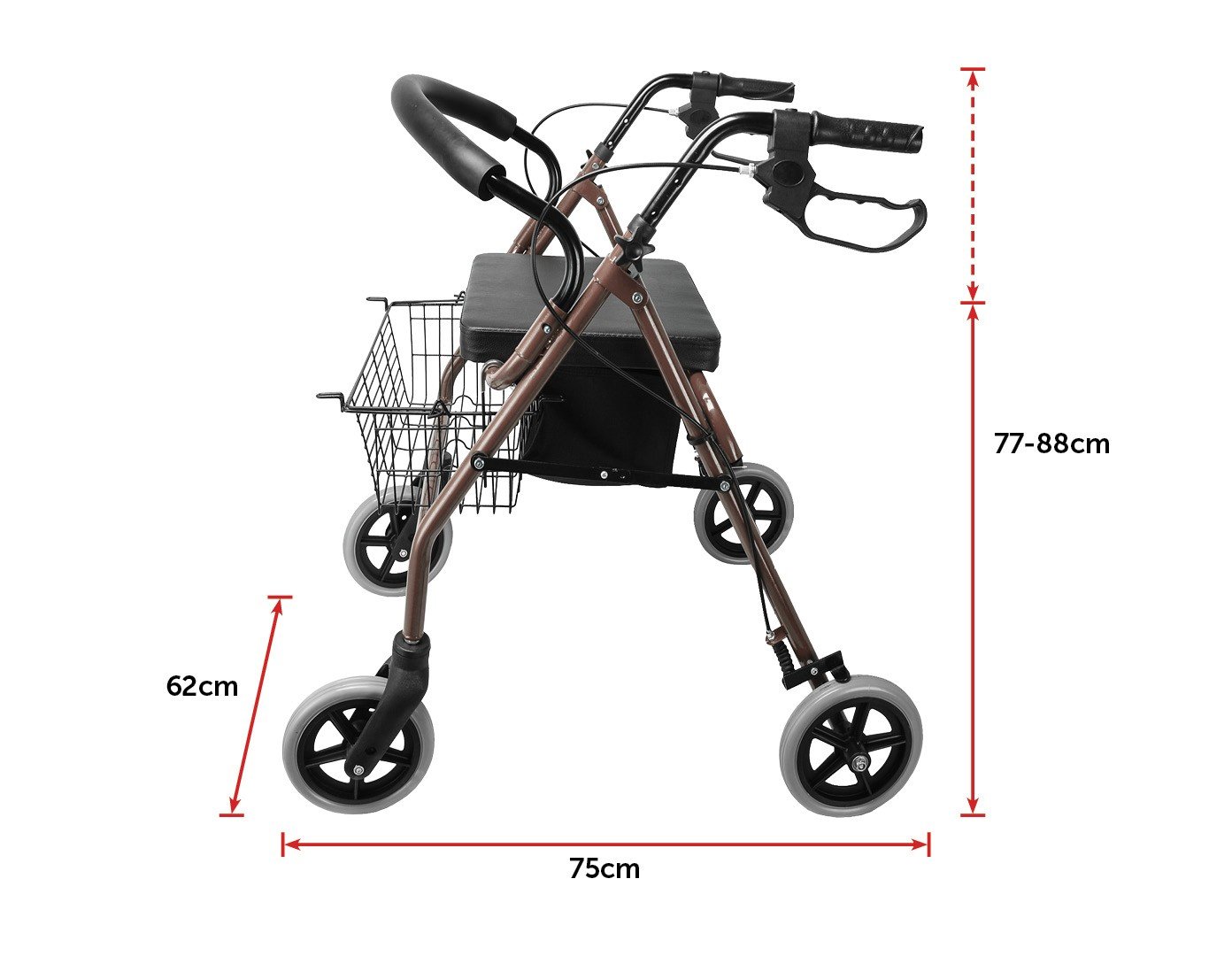 Personal Care Rollator Walker Walking Frame With Wheels Black