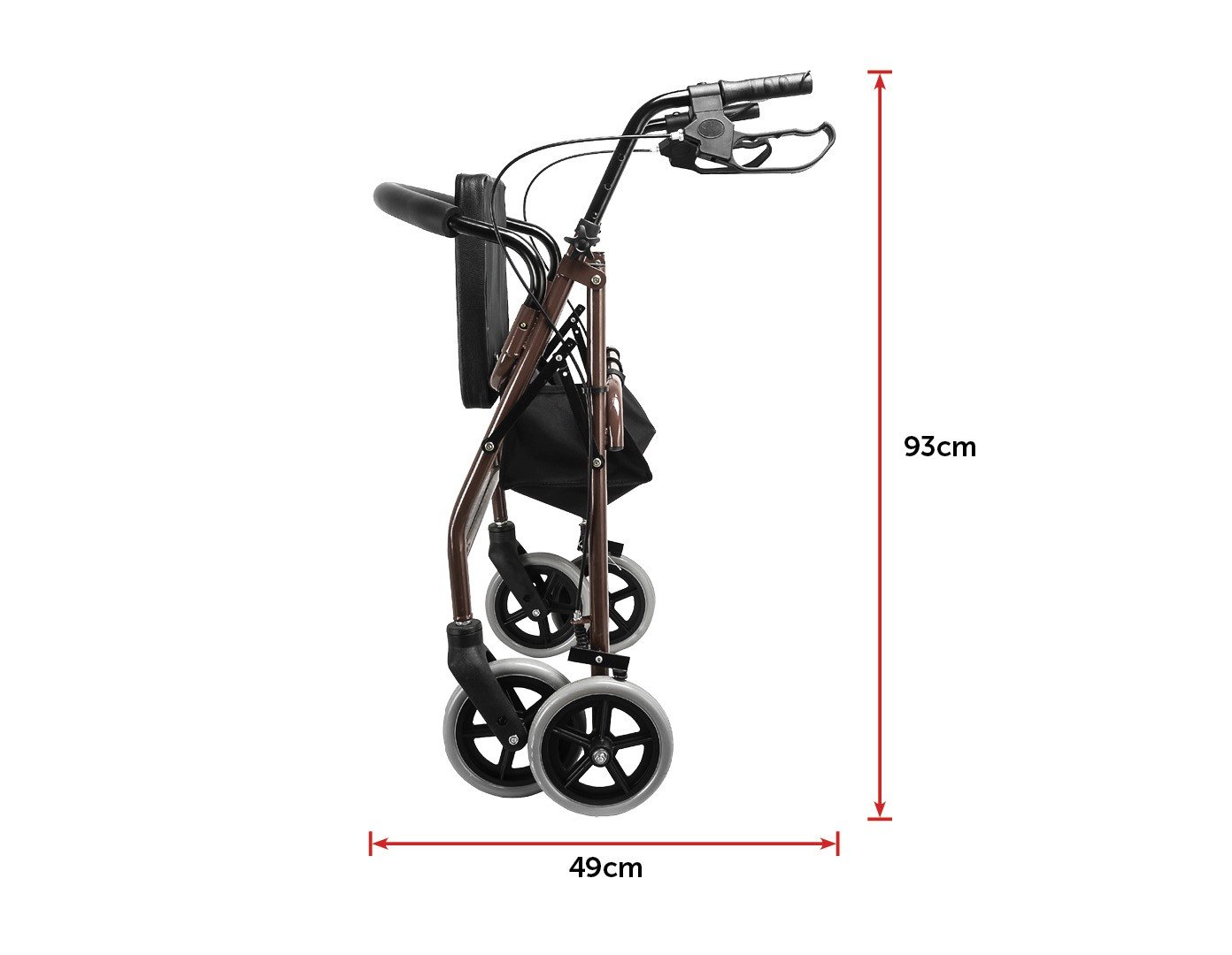 Personal Care Rollator Walker Walking Frame With Wheels Black