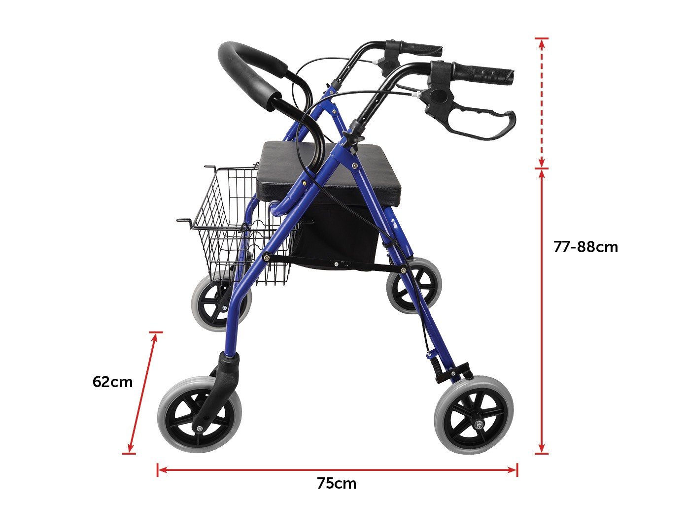 Personal Care Rollator Walker Walking Frame With Wheels Blue