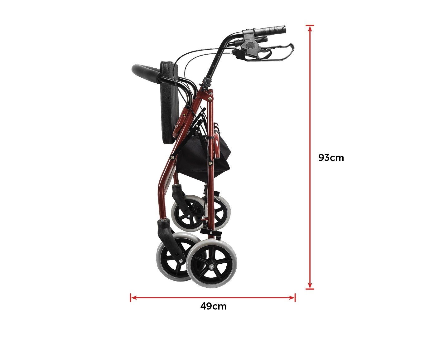 Personal Care Rollator Walker Walking Frame With Wheels Red
