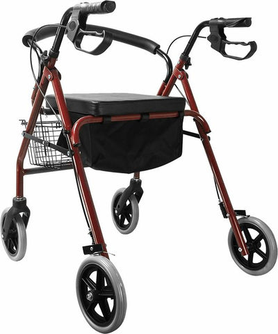 Personal Care Rollator Walker Walking Frame With Wheels Red