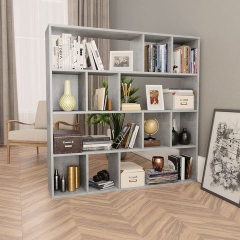 Room Divider/Book Cabinet Concrete Grey 110x24x110 cm Chipboard