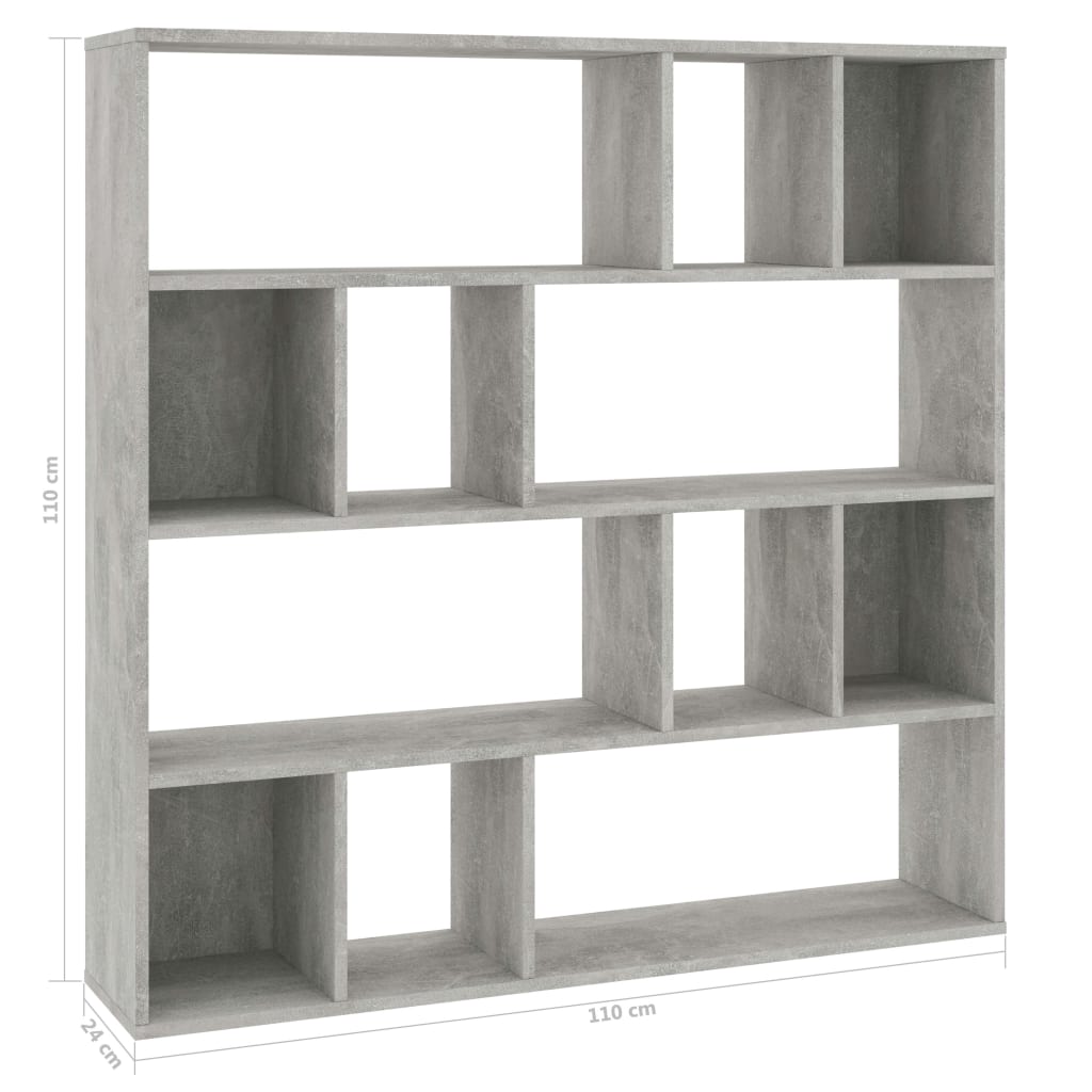 Room Divider/Book Cabinet Concrete Grey 110x24x110 cm Chipboard
