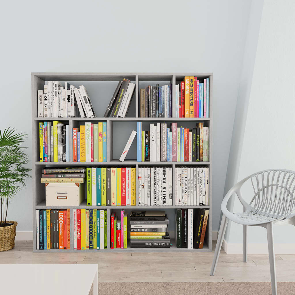 Room Divider/Book Cabinet Concrete Grey 110x24x110 cm Chipboard