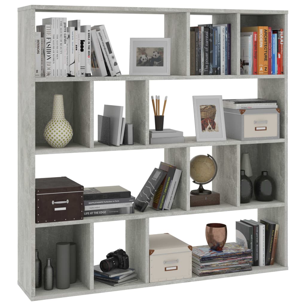 Room Divider/Book Cabinet Concrete Grey 110x24x110 cm Chipboard
