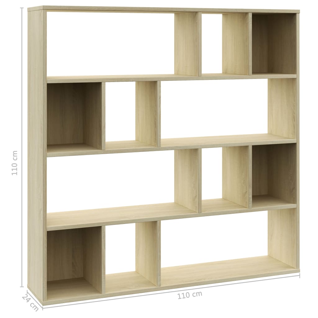 Room Divider/Book Cabinet Sonoma Oak 110x24x110 cm Chipboard