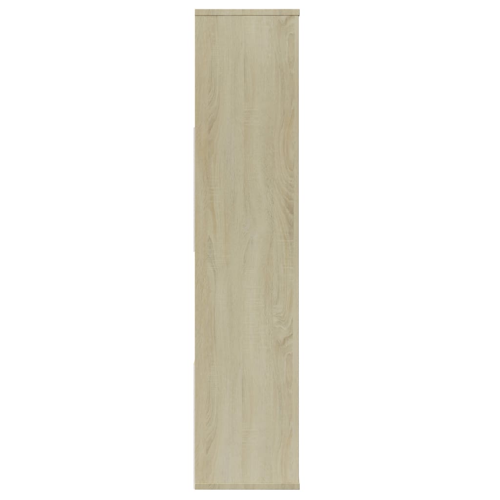 Room Divider/Book Cabinet White and Sonoma Oak 110x24x110 cm Chipboard