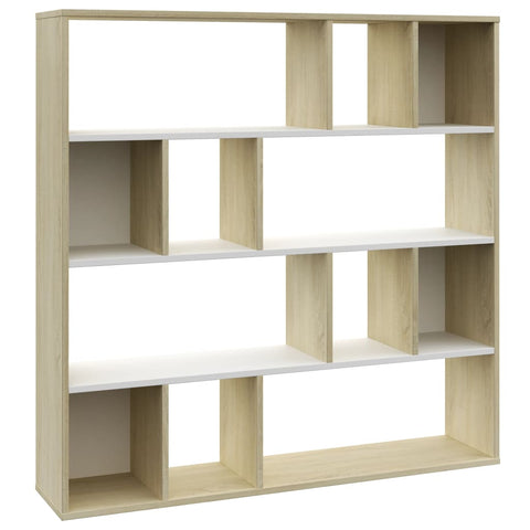 Room Divider/Book Cabinet White and Sonoma Oak  Chipboard