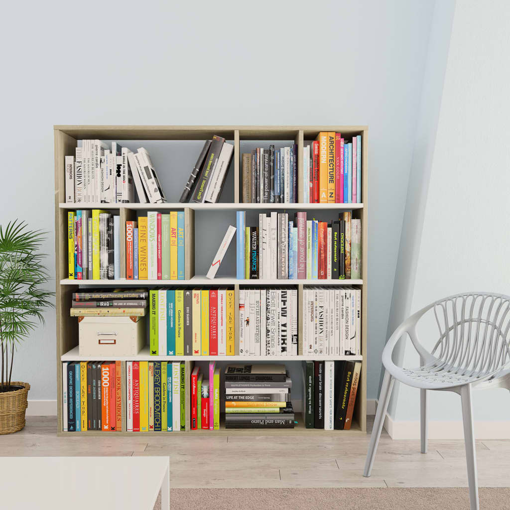 Room Divider/Book Cabinet White and Sonoma Oak 110x24x110 cm Chipboard