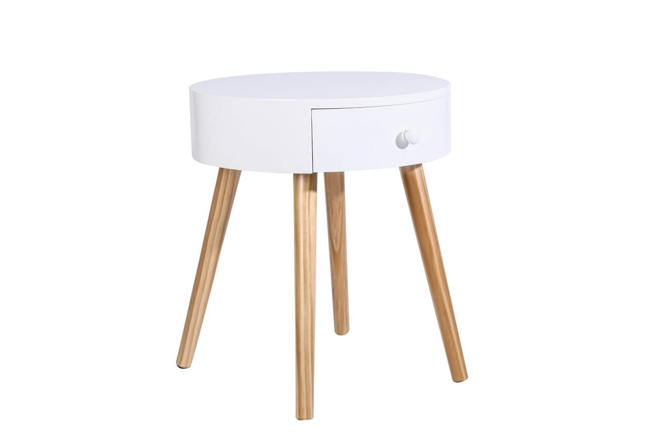 Round Bedside Table Side Table Bedroom Drawers