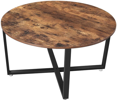 Round Coffee Table Rustic Brown And Black Lct88X