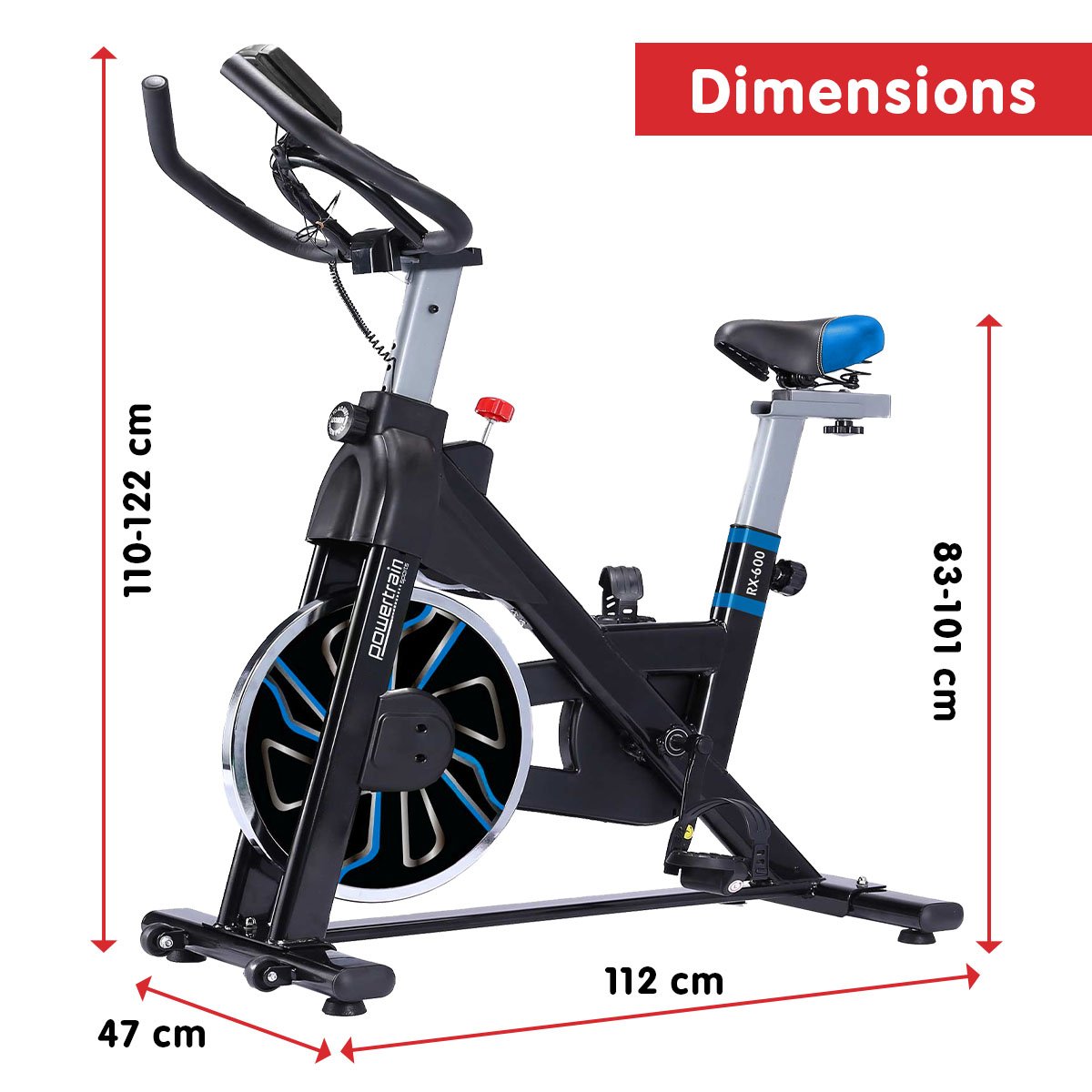 cardio RX-600 Exercise Spin Bike Cardio Cycle - Blue