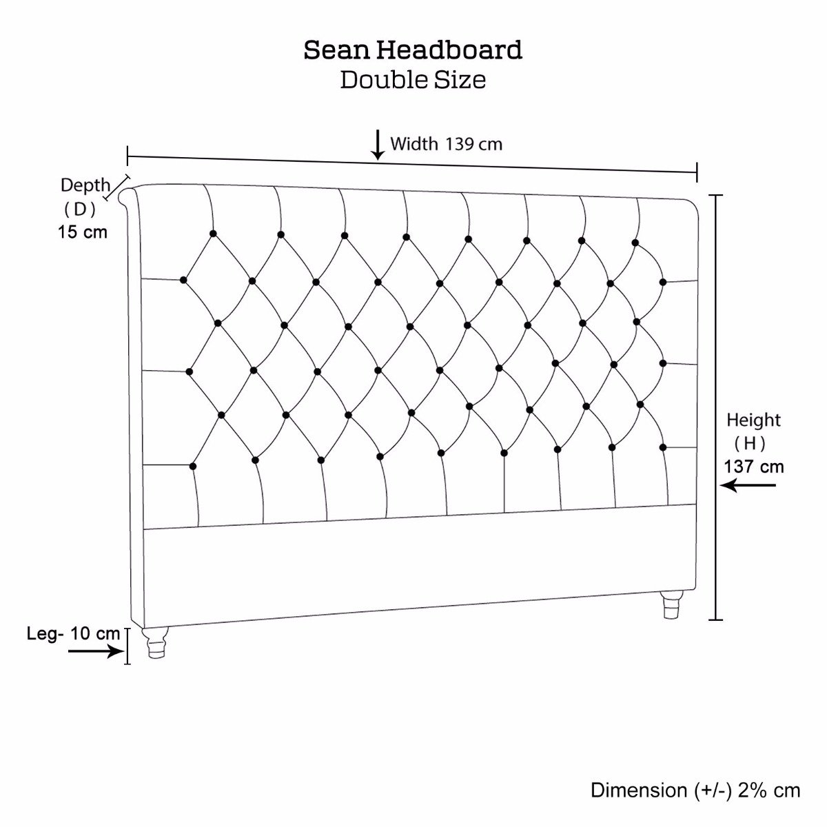 Bedroom Sean Headboard Double Size