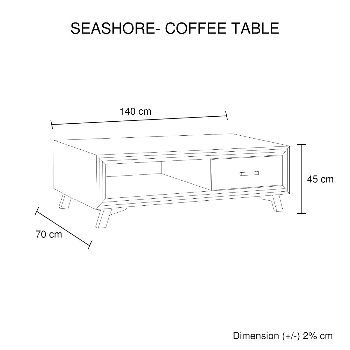 Living Room Seashore Coffee Table 2 Drawers