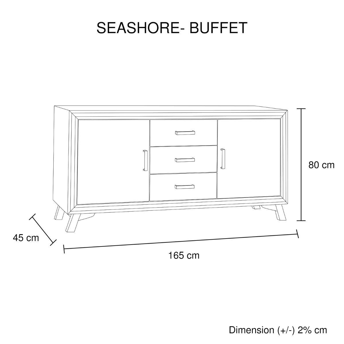 Living Room Seashore Sideboard 2 Doors - 3 Drawers
