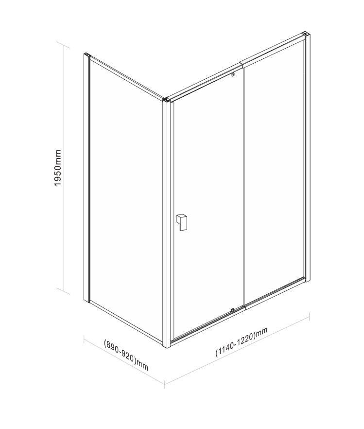 DIY Semi Frameless Shower Screen (114~122)x 195cm & (89~92)x 195cm Side AS/NZS Glass