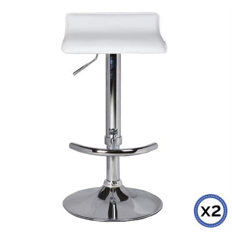 Dining Set of 2 Barstool Adjustable White Colour
