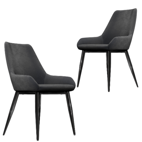 Set of 2 Barstool Classy Grey Velvet Dining Chair