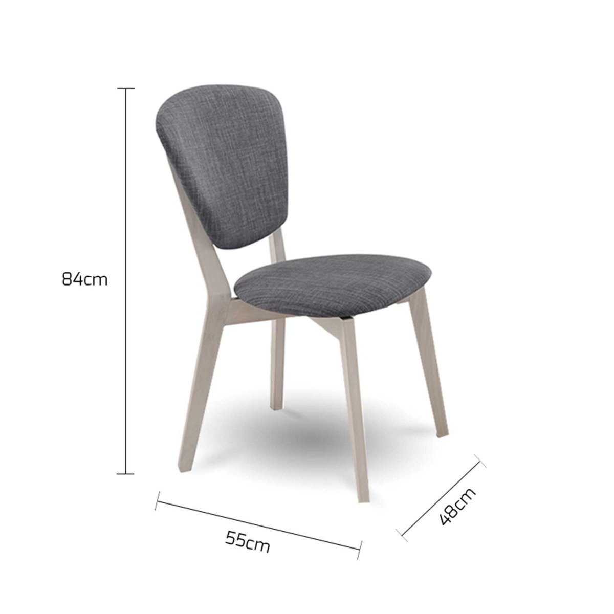 Dining Set of 2 Dining Chair Solid hardwood White Wash