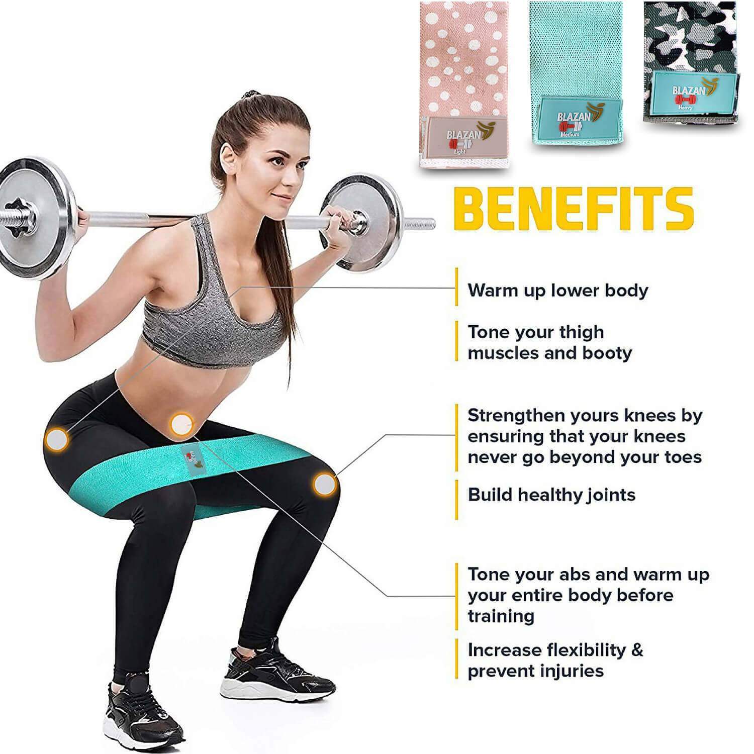 sports & outdoors Set of 3 Non-Slip Booty Bands for Hip Circle Workout