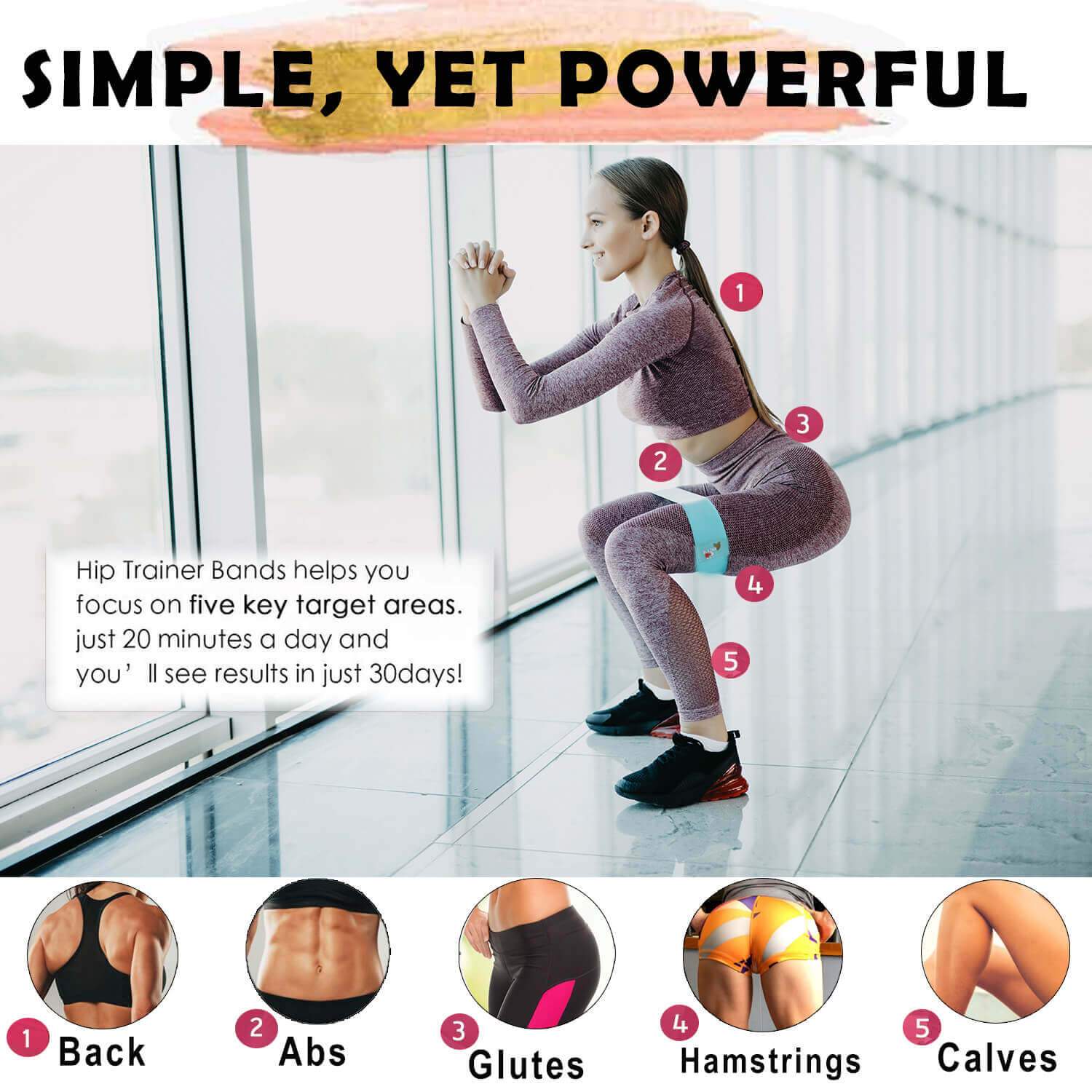 sports & outdoors Set of 3 Non-Slip Booty Bands for Hip Circle Workout