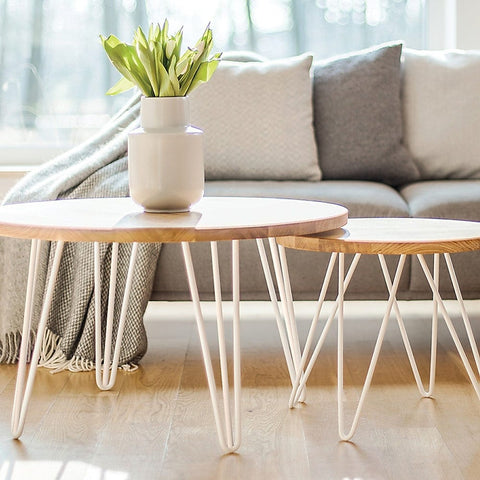 Set of 4 Industrial 3 - Rod Retro Hairpin Table Legs 71cm-White/Black