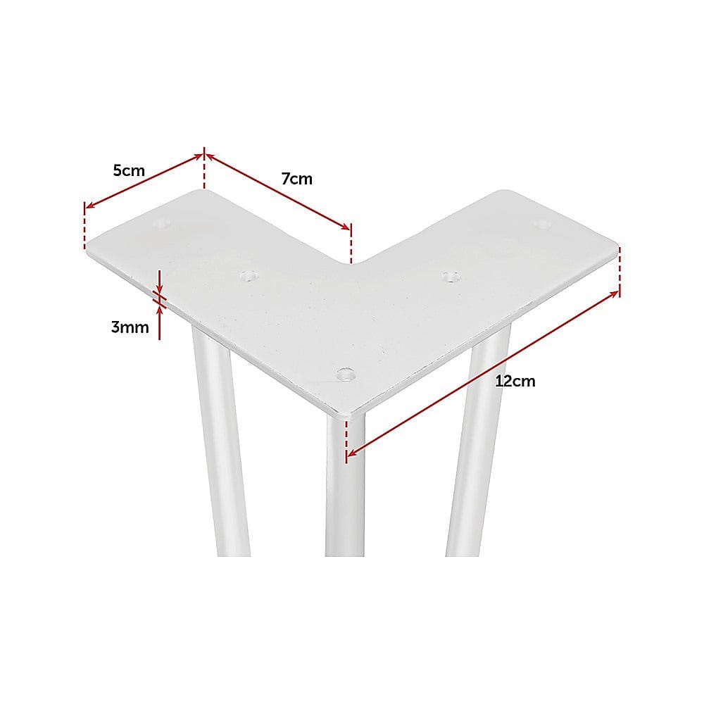Set of 4 Industrial 3 - Rod Retro Hairpin Table Legs 71cm-White/Black