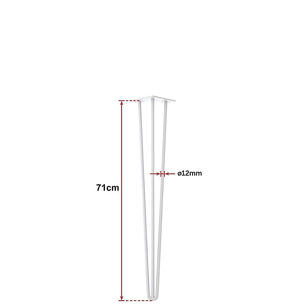 Set of 4 Industrial 3 - Rod Retro Hairpin Table Legs 71cm-White/Black
