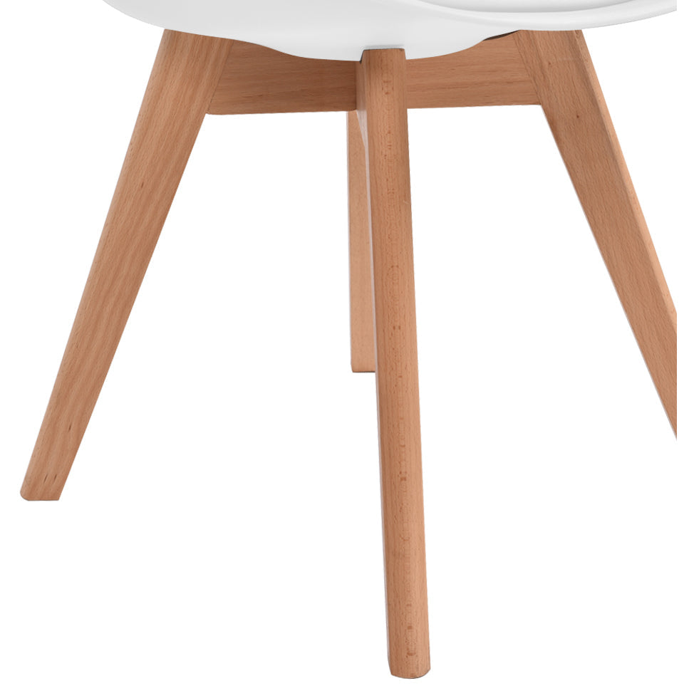Set Of 4 White Leather Chairs With Cushion
