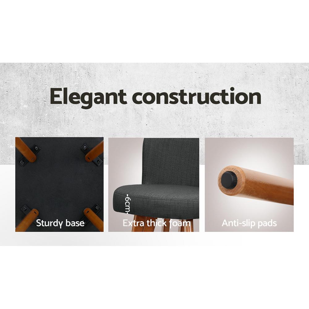 early sale simpledeal Set of 4 Wooden Fabric Bar Stools Circular Footrest - Charcoal