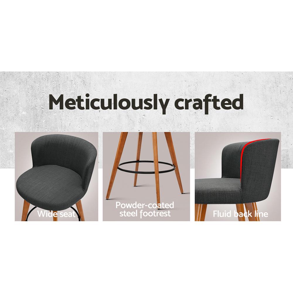 early sale simpledeal Set of 4 Wooden Fabric Bar Stools Circular Footrest - Charcoal