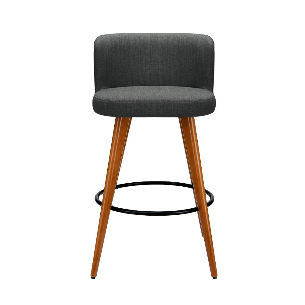 early sale simpledeal Set of 4 Wooden Fabric Bar Stools Circular Footrest - Charcoal
