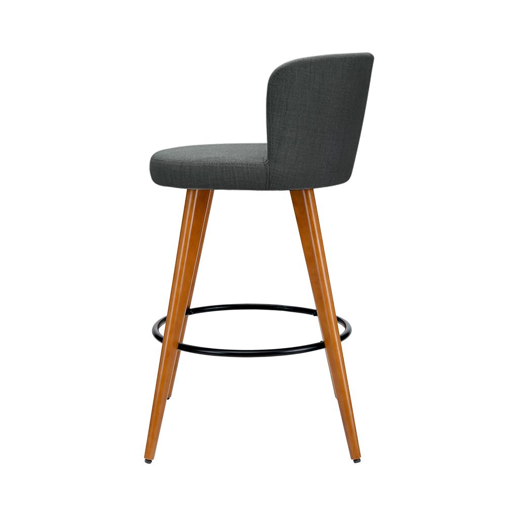 early sale simpledeal Set of 4 Wooden Fabric Bar Stools Circular Footrest - Charcoal