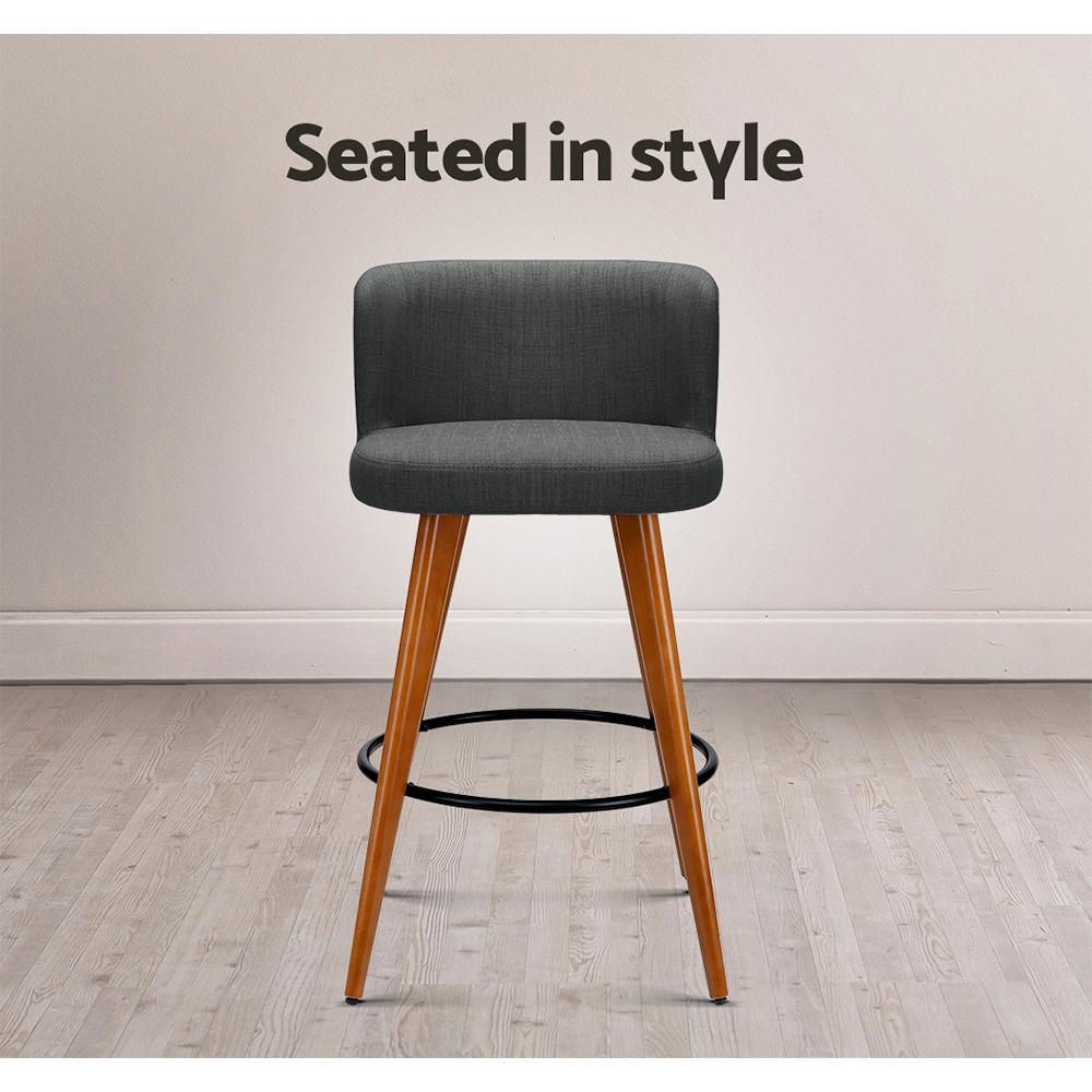 early sale simpledeal Set of 4 Wooden Fabric Bar Stools Circular Footrest - Charcoal