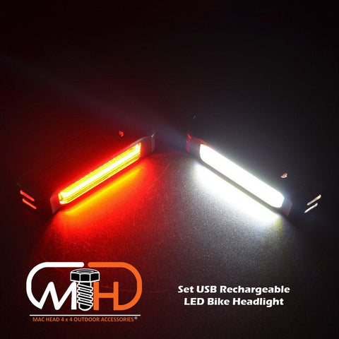 Lights Set USB Rechargeable LED Bike Front Light headlight lamp Bar rear Tail Wide Beam