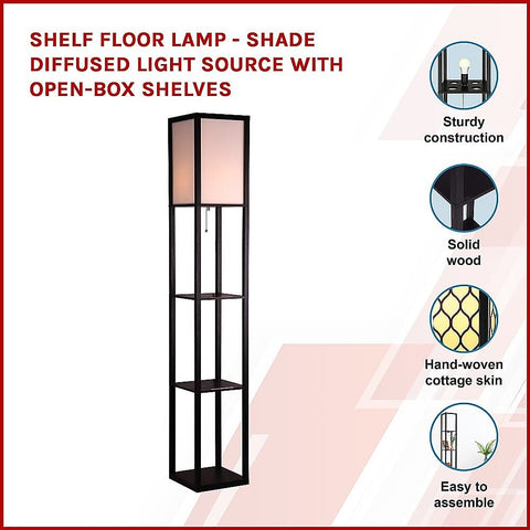 Shelf Floor Lamp -Diffused Light Source with Open-Box Shelves