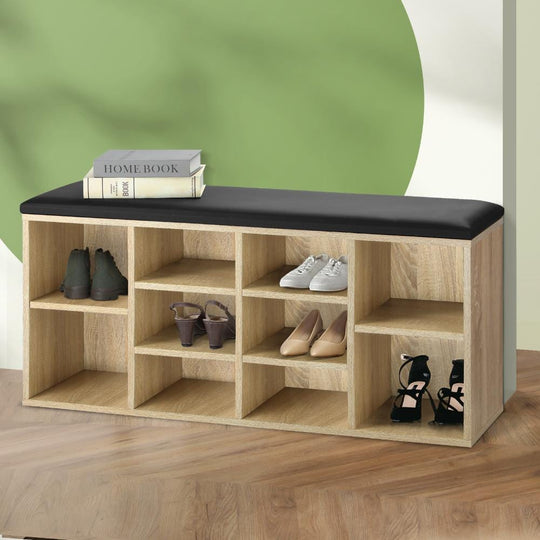 Shoe Cabinet Bench Padded Seat Organiser Cupboard