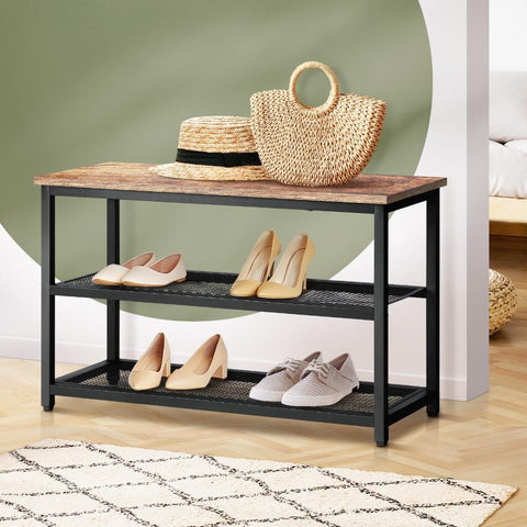 Shoe Cabinet Bench Shoes Rack Shelf Storage 3-Tier Industrial Furniture