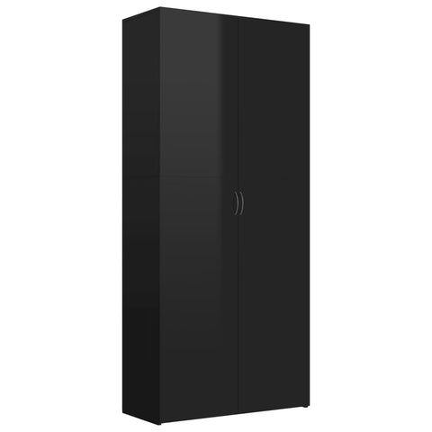 Shoe Cabinet High Gloss Black Chipboard