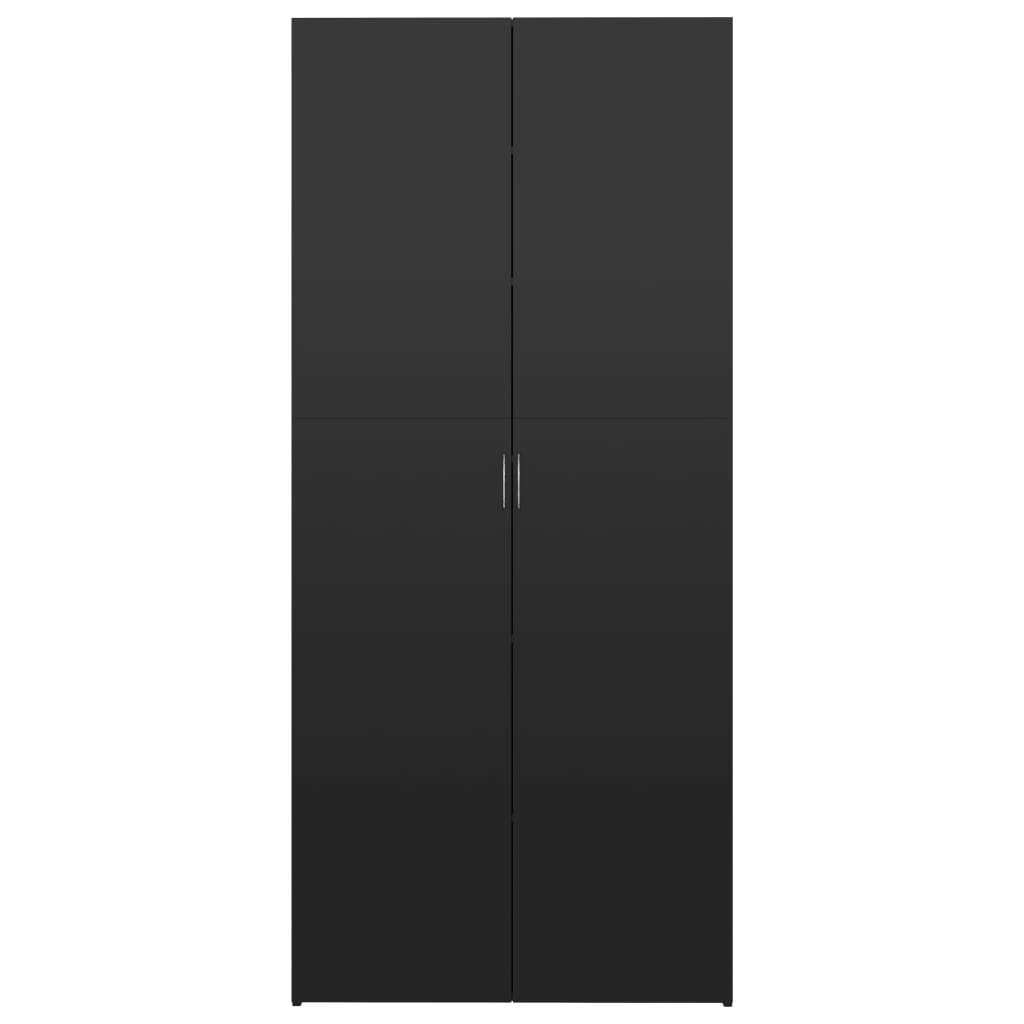 Shoe Cabinet High Gloss Black 80x35.5x180 cm Chipboard