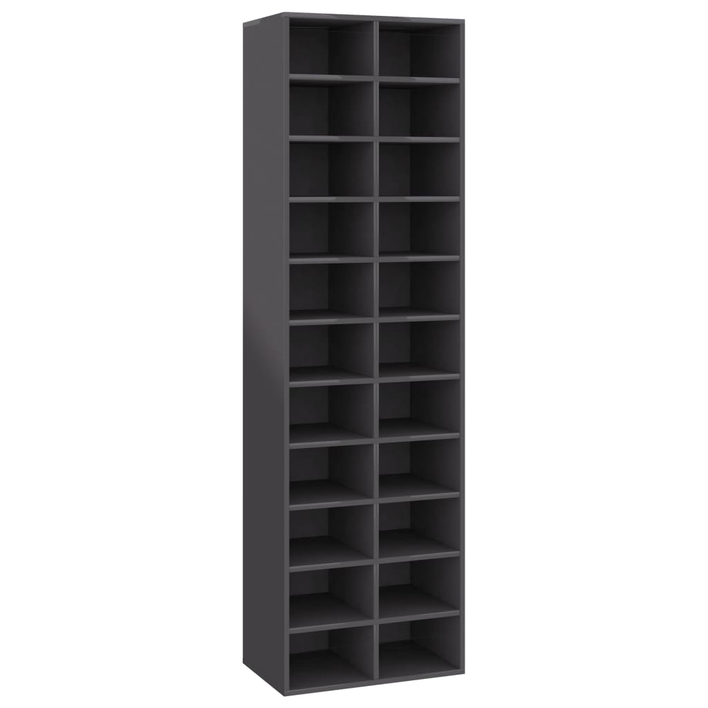 Shoe Cabinet High Gloss Grey 54x34x183 cm Chipboard