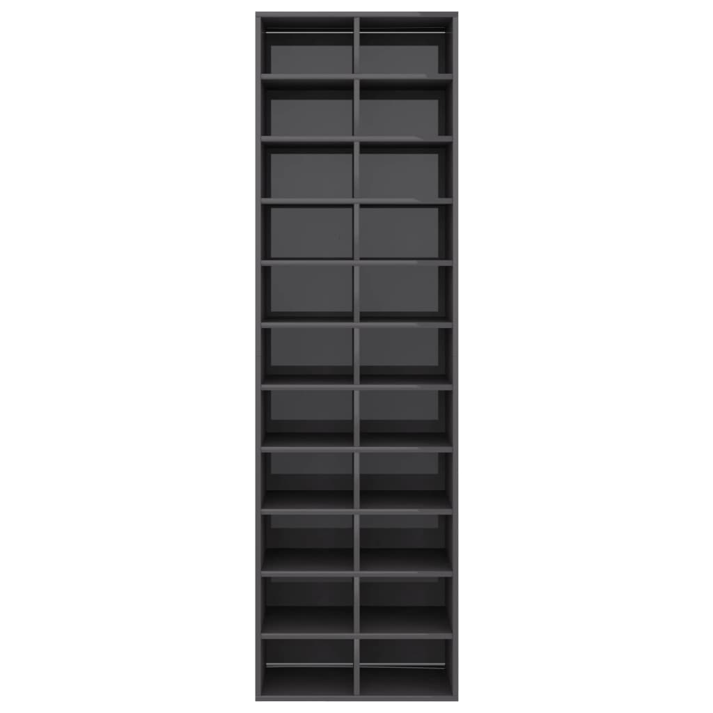 Shoe Cabinet High Gloss Grey 54x34x183 cm Chipboard