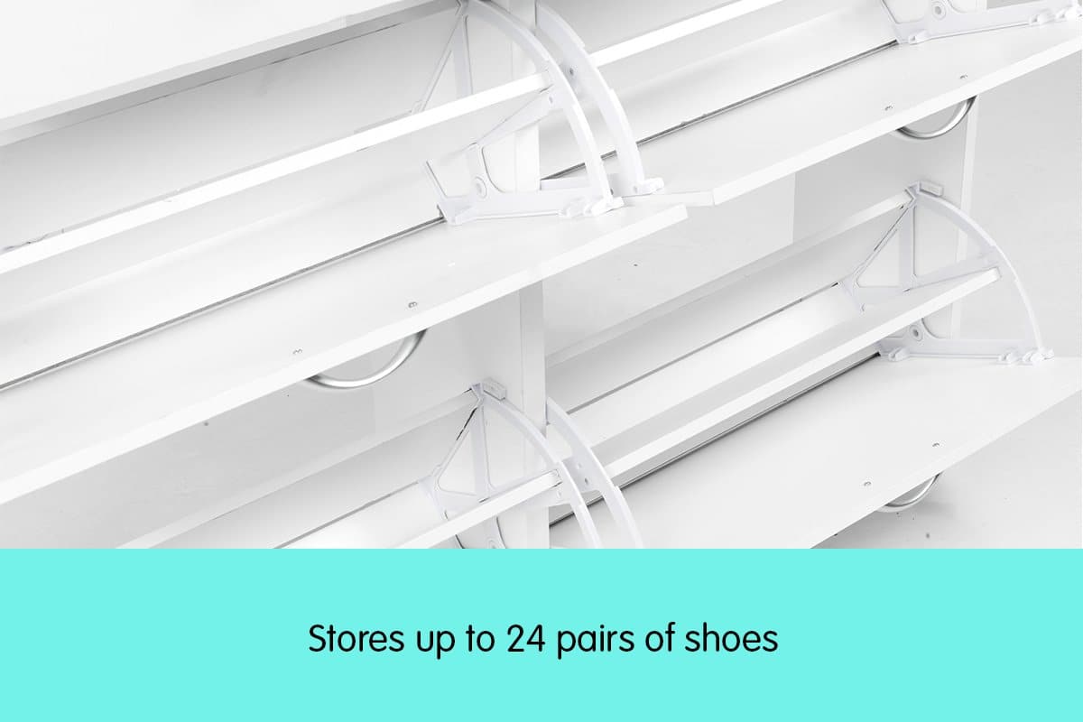 Shoe Cabinet Organizer Storage Rack 1200 x 240 x 920 - White