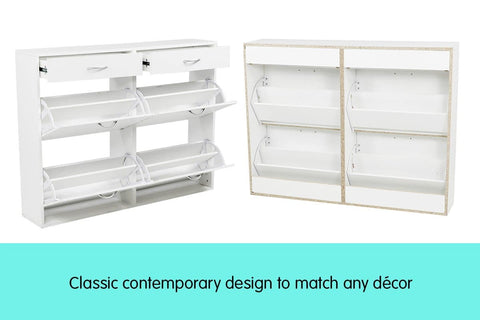 Shoe Cabinet Organizer Storage Rack 1200 x 240 x 920 - White