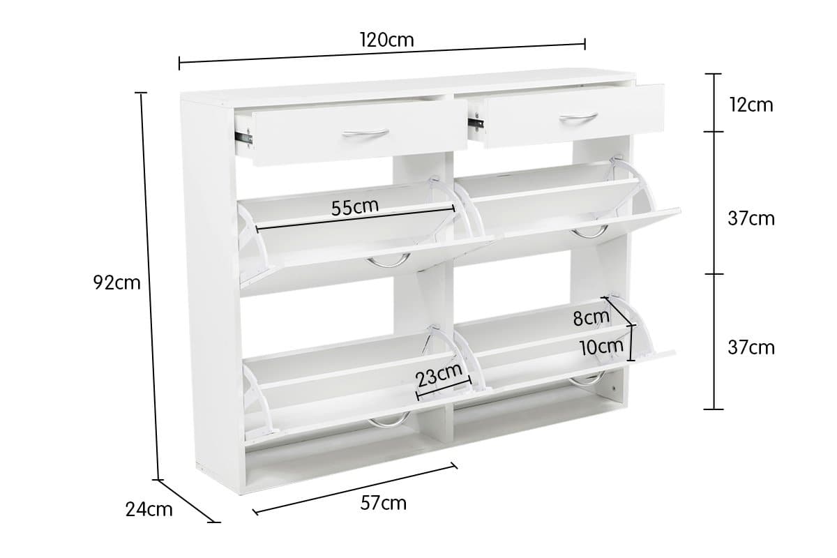 Shoe Cabinet Organizer Storage Rack 1200 x 240 x 920 - White