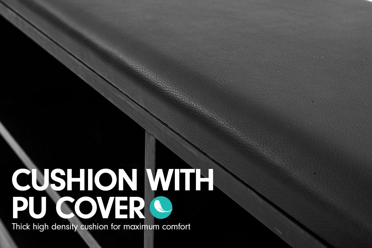 Shoe Rack Cabinet Organiser Black Cushion - 80 x 30 x 45 - Black