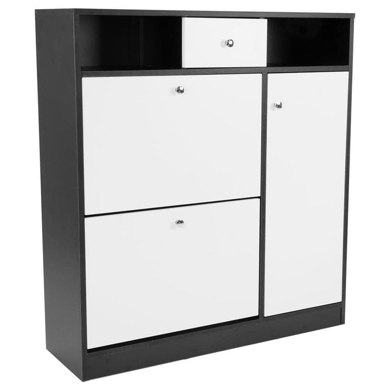 Wooden finish - Shoe Rack Cabinet Wooden Storage Organiser Shelf Cupboard Drawer