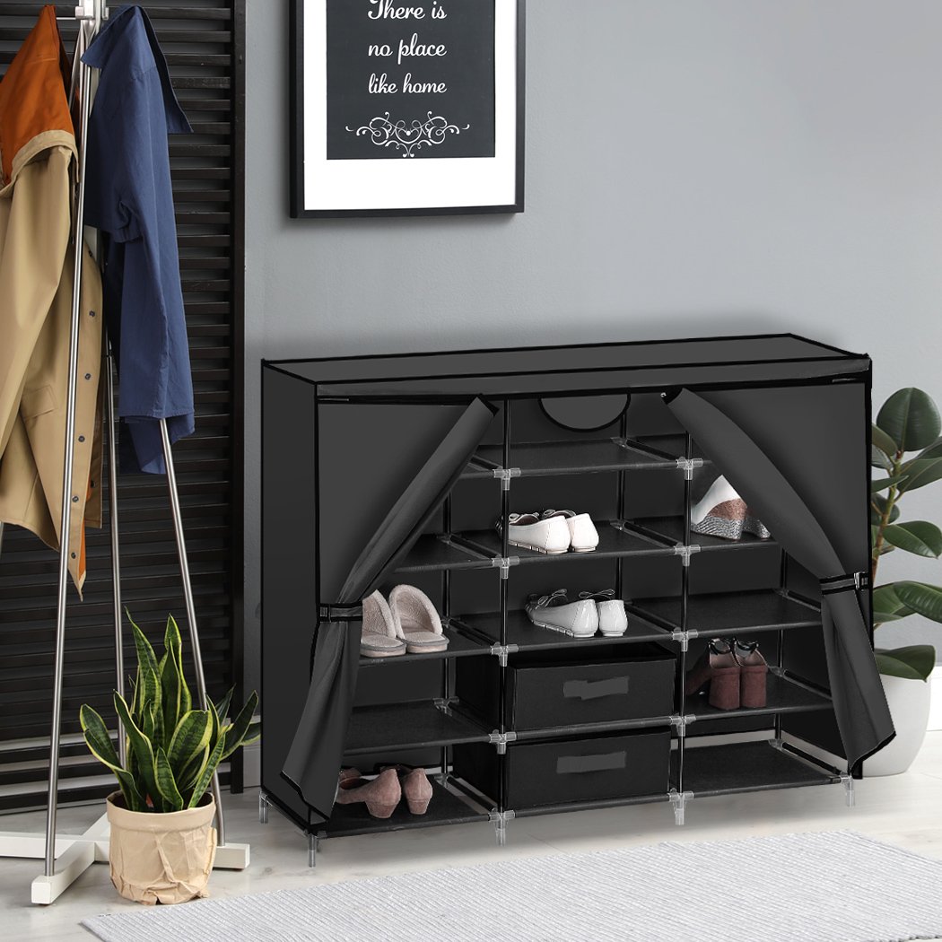 living room Shoe Rack Diy Portable Storage Cabinet Black