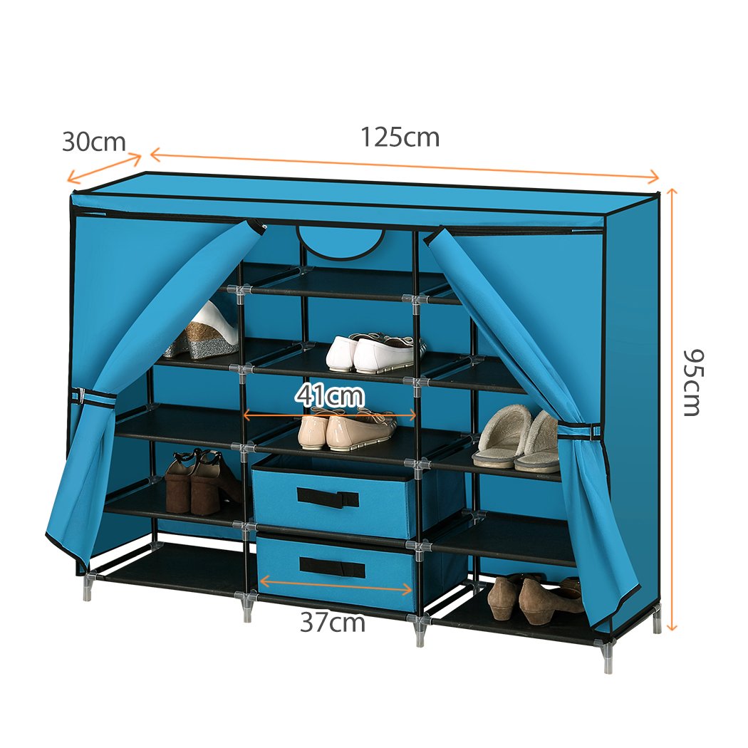 living room Shoe Rack Diy Portable Storage Cabinet Blue