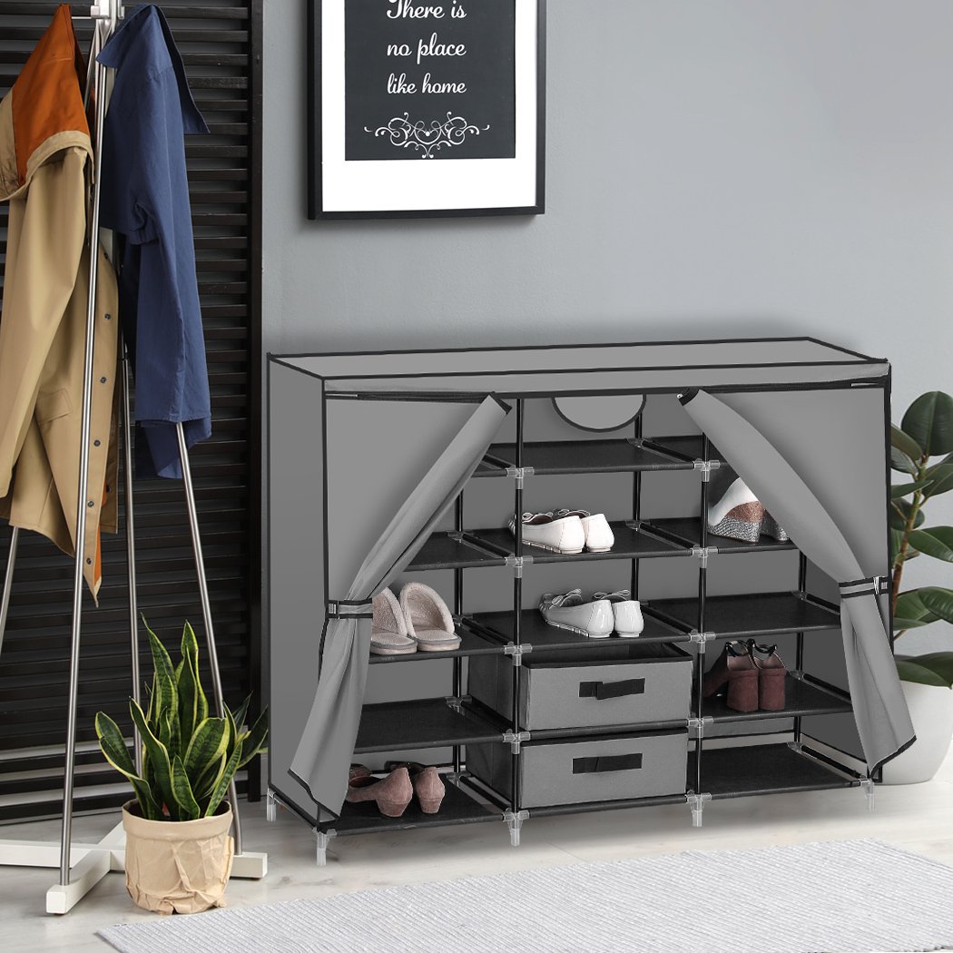 living room Shoe Rack Diy Portable Storage Cabinet Grey